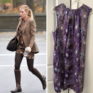 Tory Burch Purple Peacock 🦚 Silk Dress